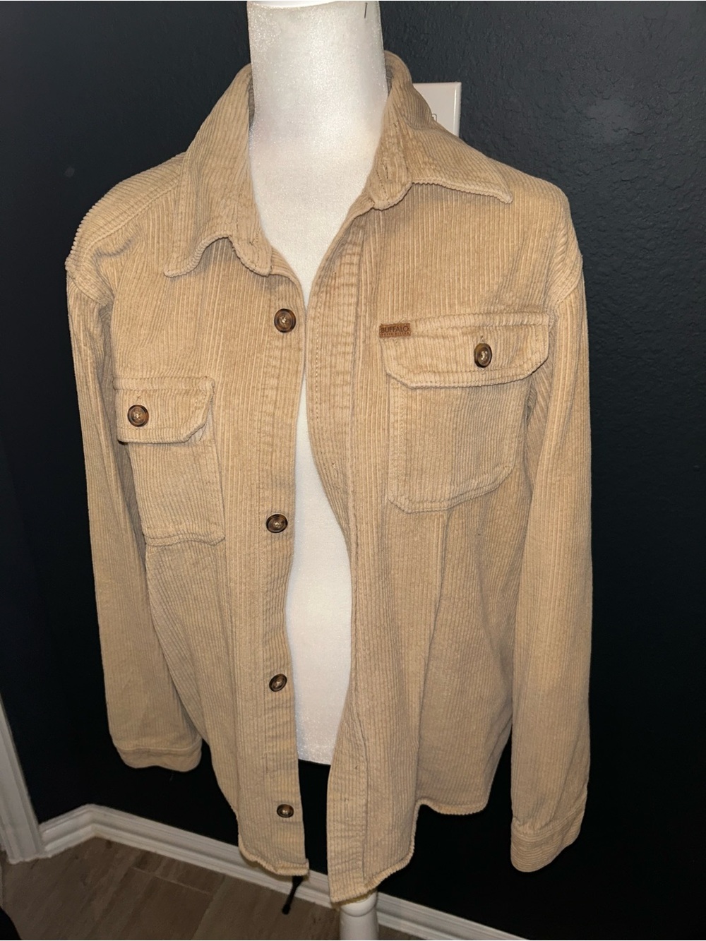 Buffalo David Bitton Beige Corduroy Button-Up Jacket